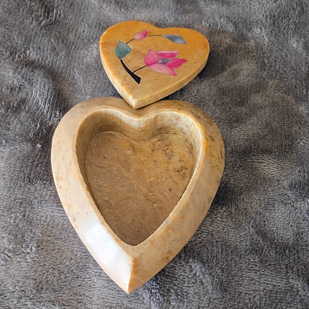 Soapstone Trinket Box Heart Shape Made In India
